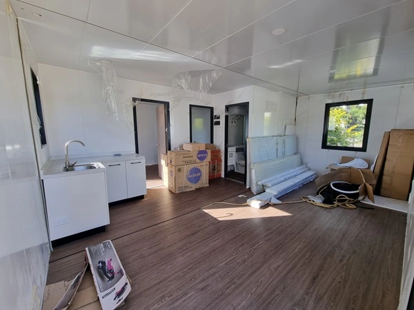Inside Front Doors of 20 Foot Container Home