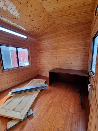 Timber Cabin Bedroom with Double Glazed Windows