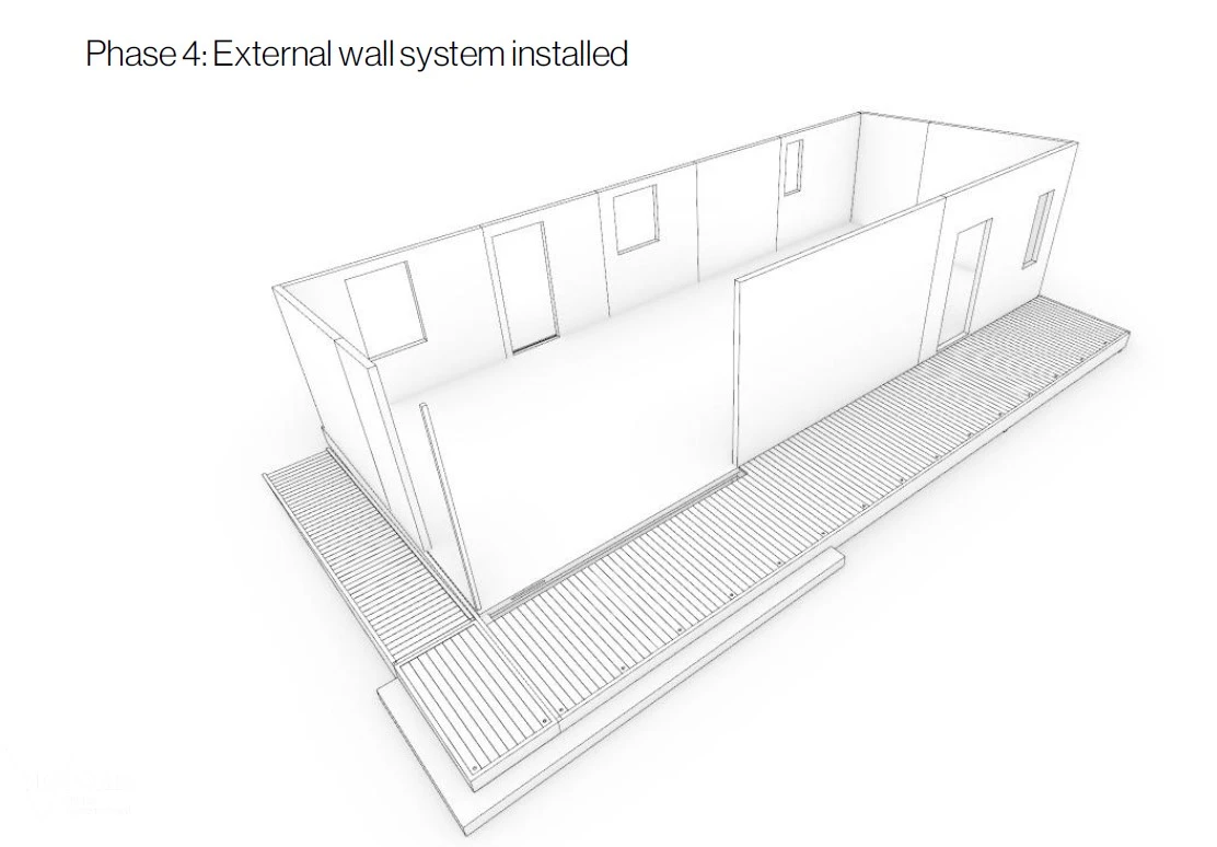 Modular home with external wall system installed