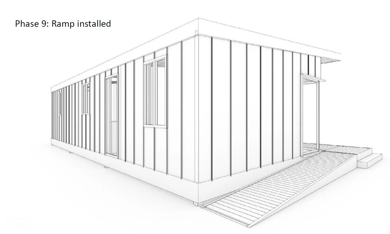 Modular home with ramp installed